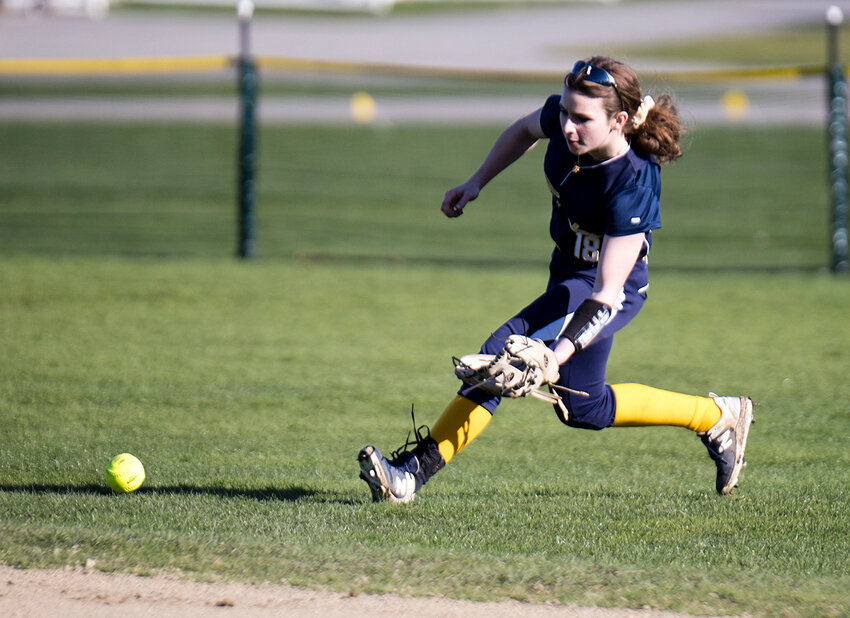 Barrington&rsquo;s Ace McCoy, shown fielding a ball in a previous game, went 4-for-4 with two doubles in the Eagles' 12-2 win over Lincoln.