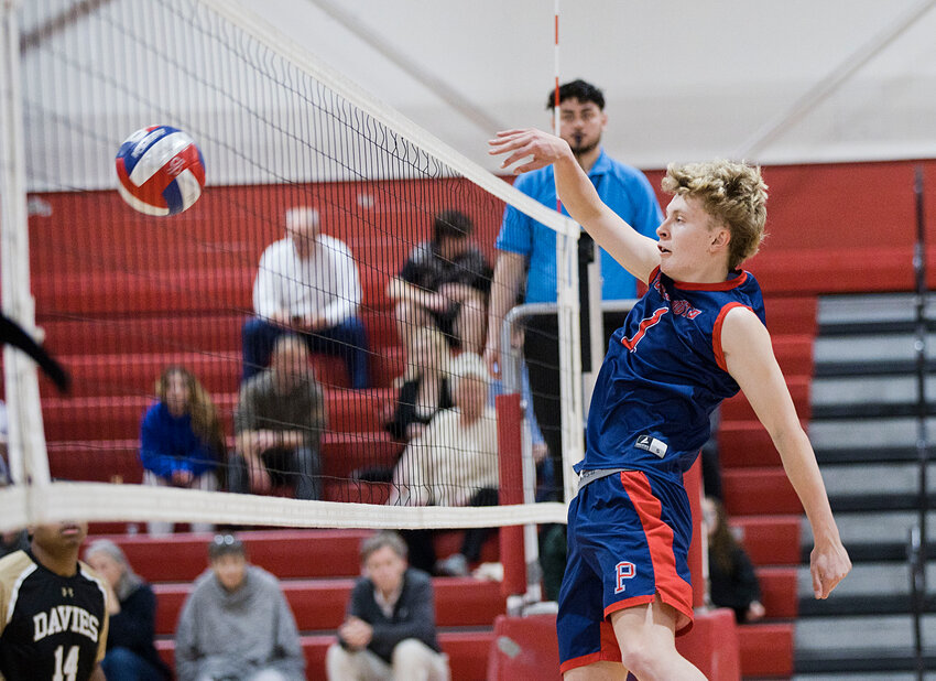 Portsmouth High&rsquo;s Jack Loper watches his shot fall to earn a point for the Patriots during last week&rsquo;s Division III quarterfinal win against Davies.