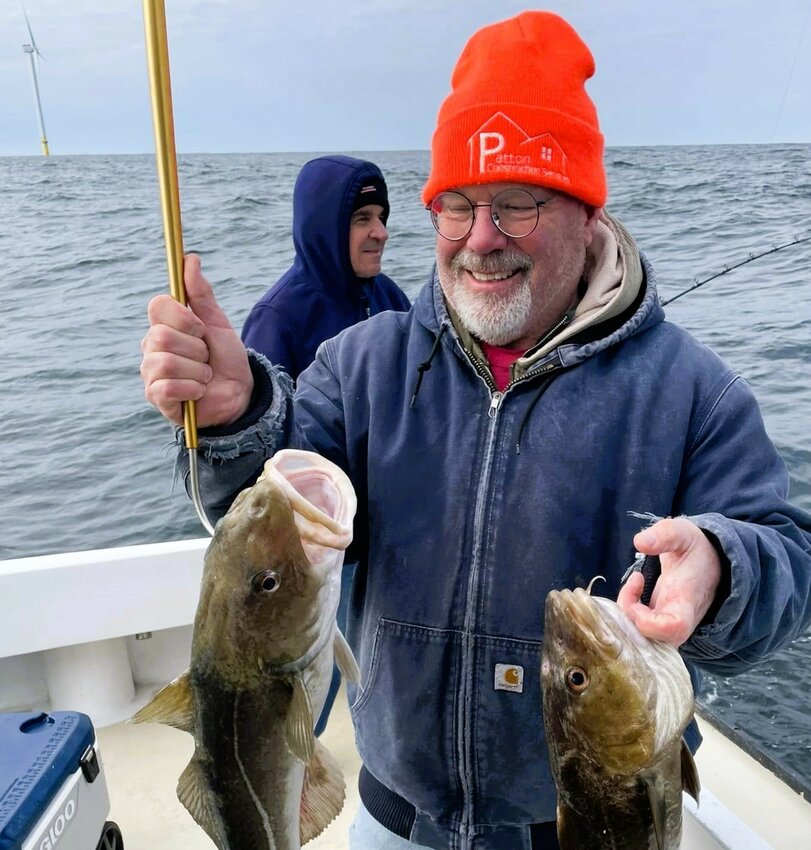 Fishing Machine Charters, Pt. Judith, RI hooked up with cod, pollock and cunner in the Cox Ledge area wind farm this winter.
