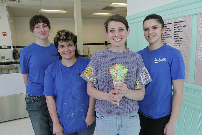 Iris Perillo (left), Oliver Medina, owner Ashley Fischer, and Michaela Rosa at Gray's new downtown location.