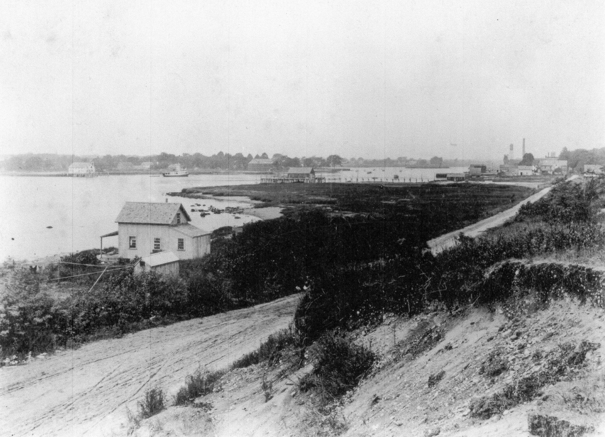 This late 19th century photo shows how large Burr's Hill once was, before it was graded for a public park.