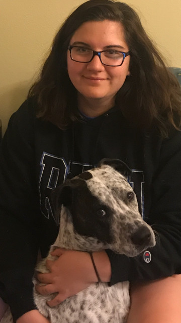 Shannon Pugliese with her dog, Keegan. Ms. Pugliese said she was bit by another dog while she and Keegan were at the Portsmouth Dog Park on May 30. She’s trying to find the owner so she can verify rabies vaccinations.