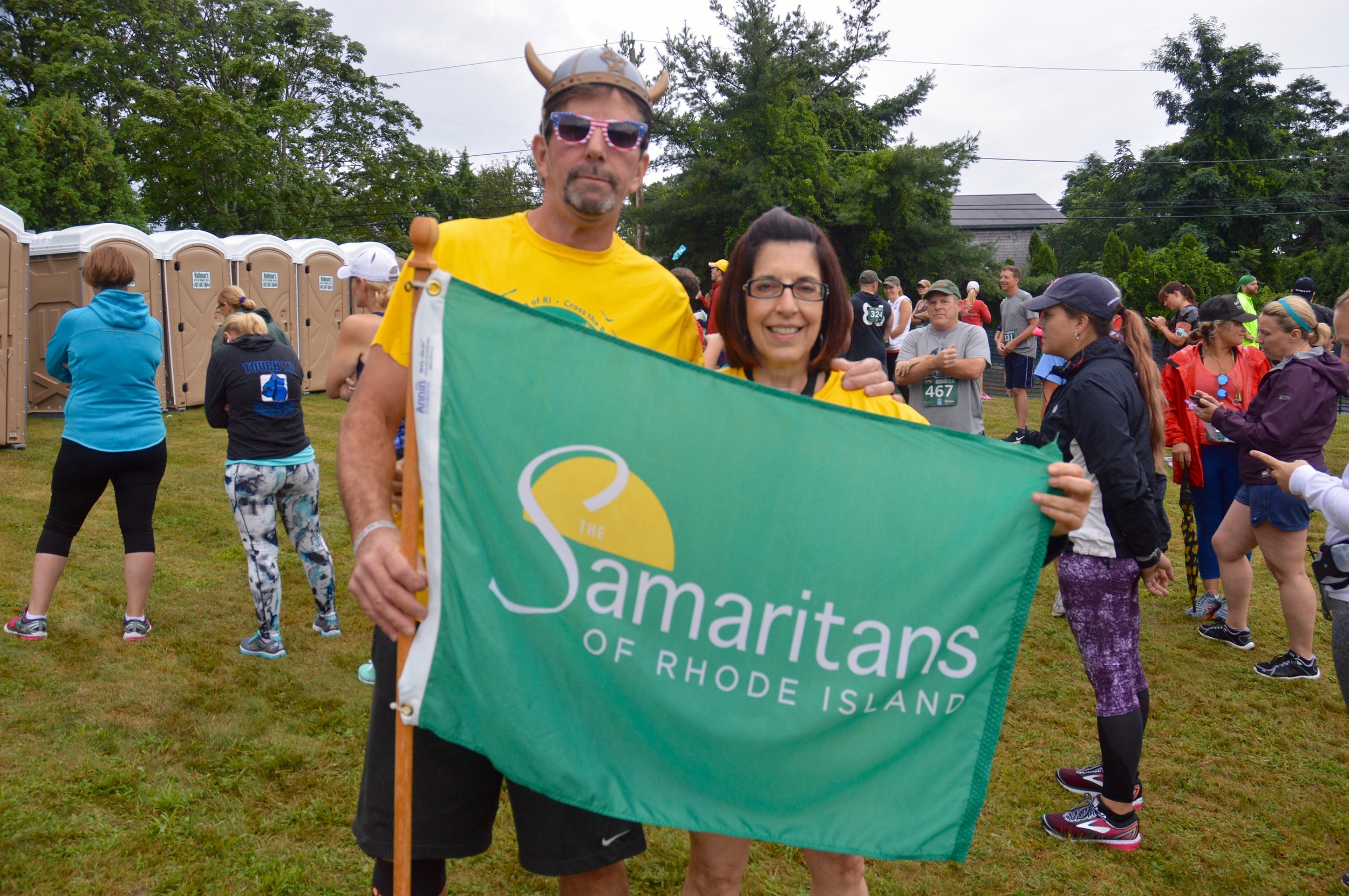 Bryan Ganley and Denise Panichas, executive director of the Samaritans of Rhode Island, just before the race.