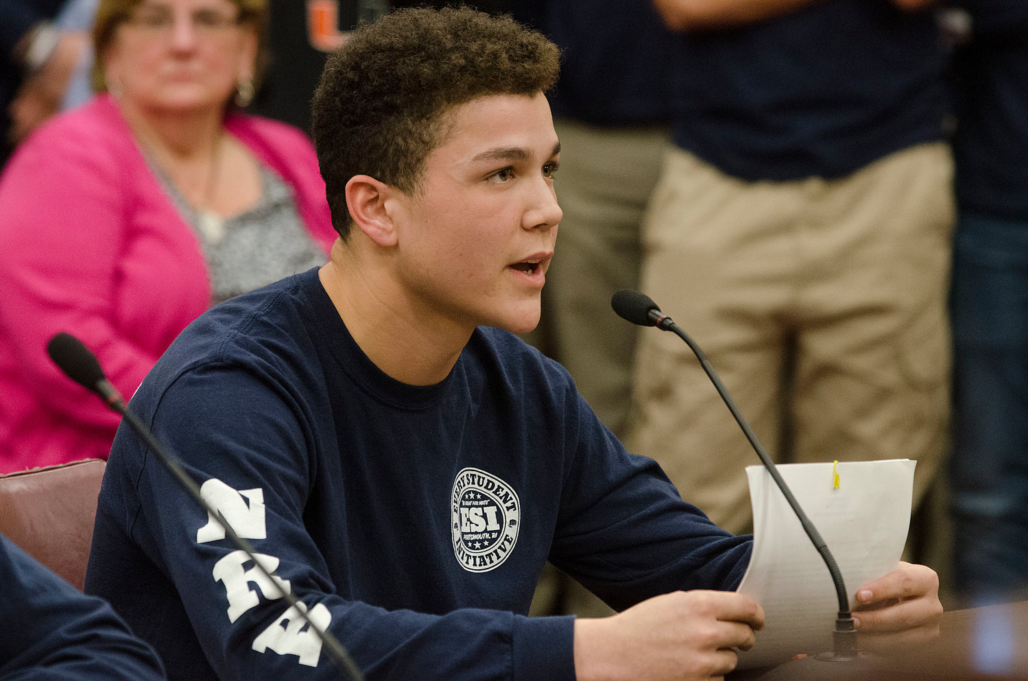 Marcus Evans, a PHS freshman and member of Every Student Initiative, testifies in support of the bill.