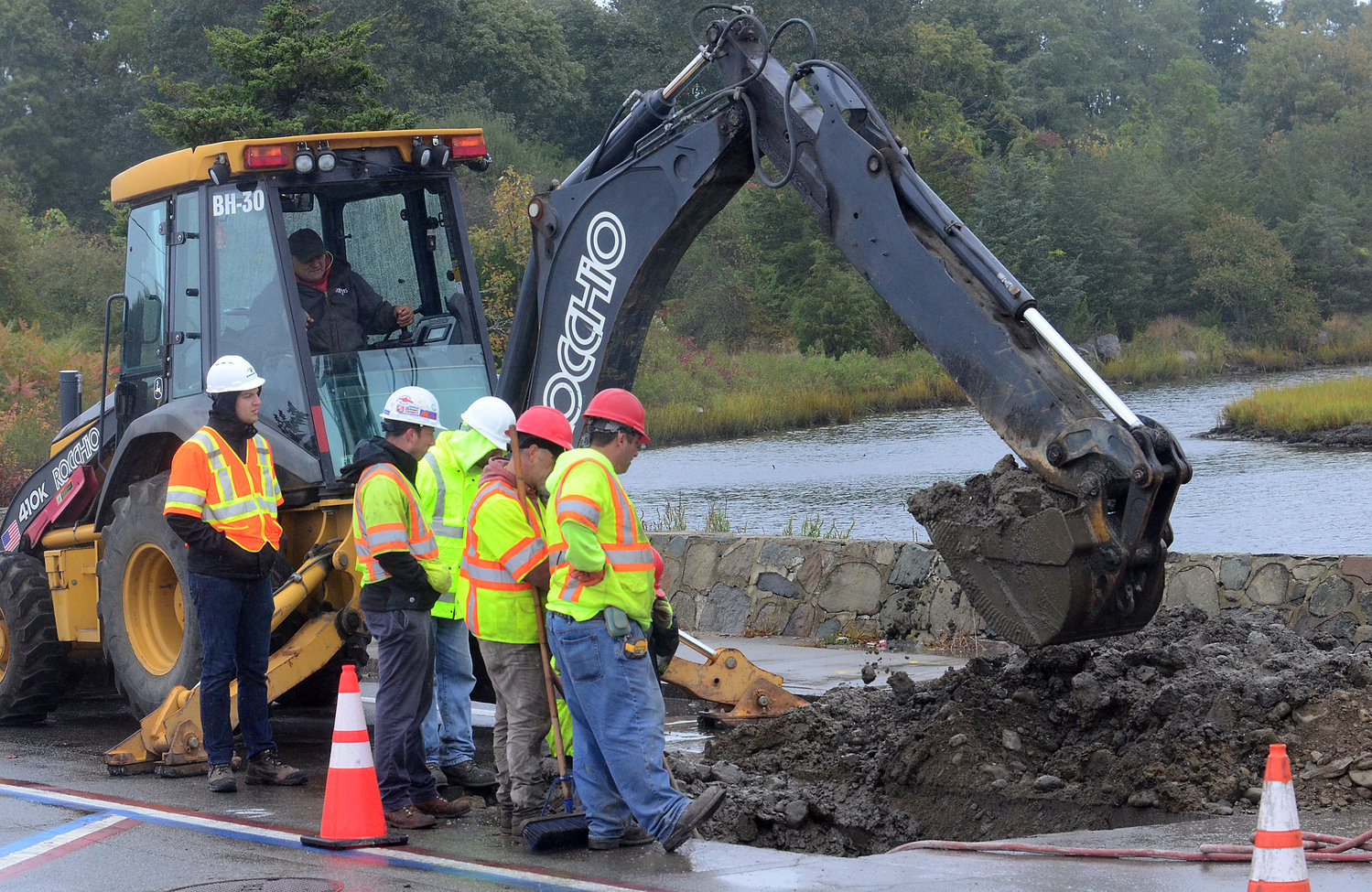 A crew from John Rocchio Corp. began digging into the old bridge earlier this month.