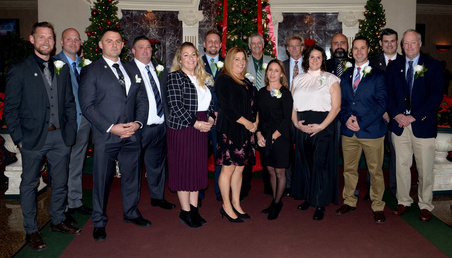 Newest members of the Bristol Athletic Hall of Fame include (front row, left to right) Lenny Estrella Jr., Phillip Wagoner, Kendra (Lanzire) Klein, Kerri (Ferreira) Giarrusso, Kristen (Oliver) King, Nichole O’Connell, Paul Castigliego Jr., and Dennis Dobbyn; and (back row) Jayson Gaynor, Kenneth V. Nerone, Marc Federico, Michael Topazio, John Ratier, Brian Machado, and Andrew B. Abilheira. Not present was Michael Marolla.