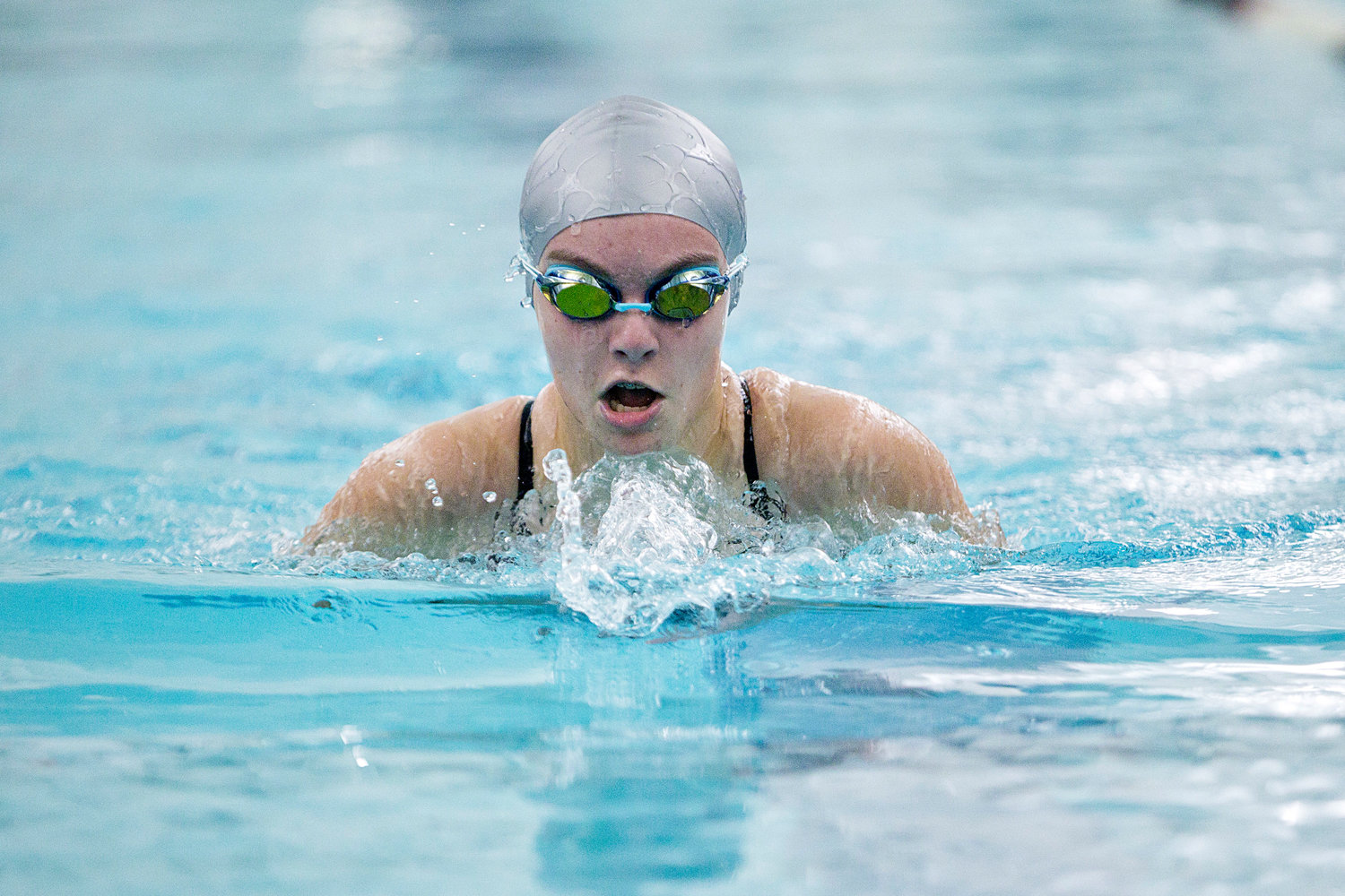 Alyssa Wheeler cuts through the water while swimming the breaststroke portion of the girls’ 200 individual medley.