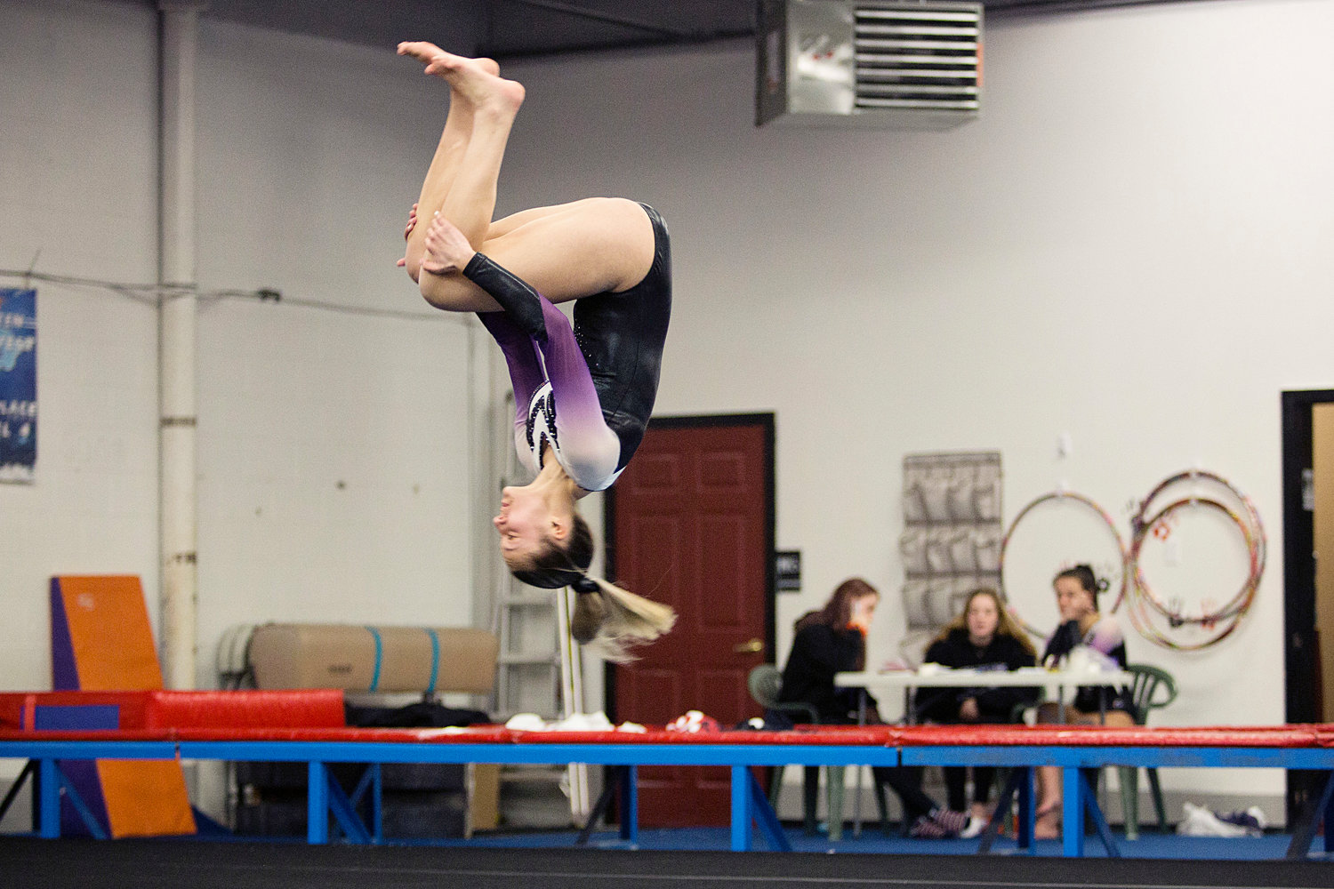 Grace Silva performs her floor routine during a home meet against
South Kingston, Tuesday, January 21st.