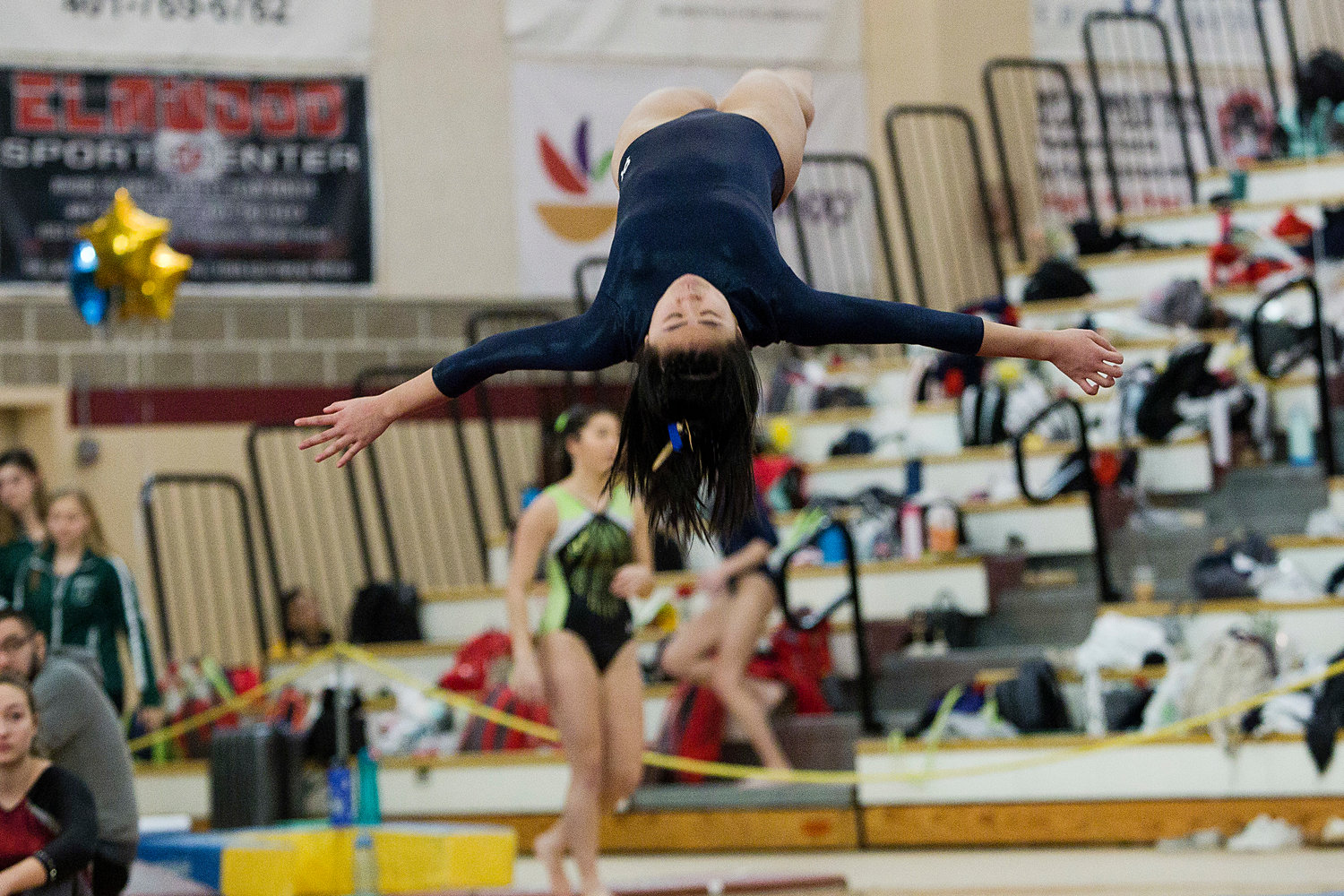 Jessica Liang executes her floor exercise at the State Gymnastics meet, Saturday, earning an 8.1 on the event.