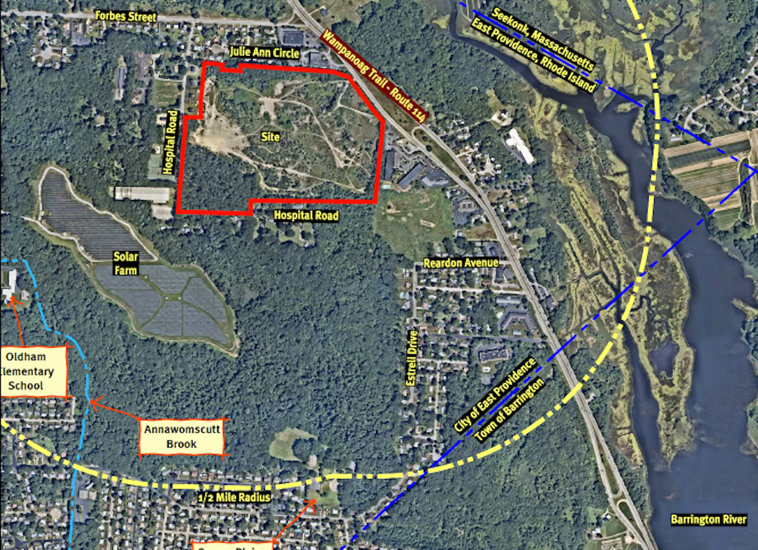 An architectural overlay of the proposed Wampanoag Meadows site.