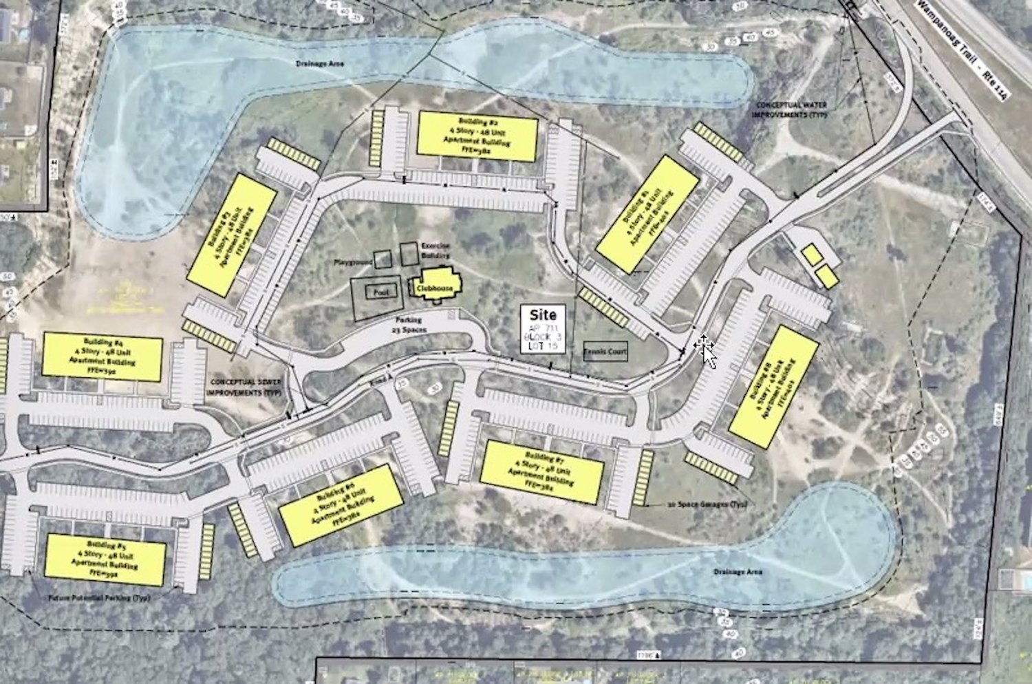 An architectural schematic of the proposed Wampanoag Meadows site.