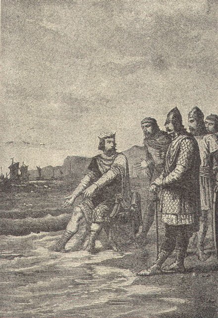King Canute orders the tide to stop.