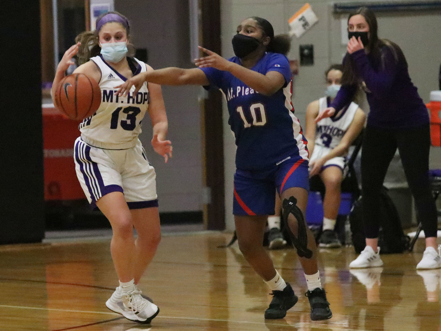 Point guard Abby Razzino makes a steal in the first half.