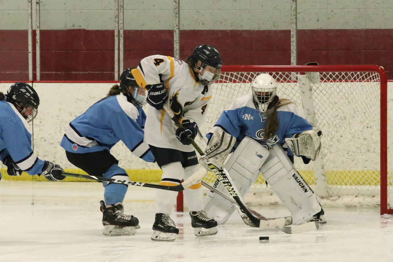 Marissa Levreault skates to the front of the net with the puck in the third period of Game 2.