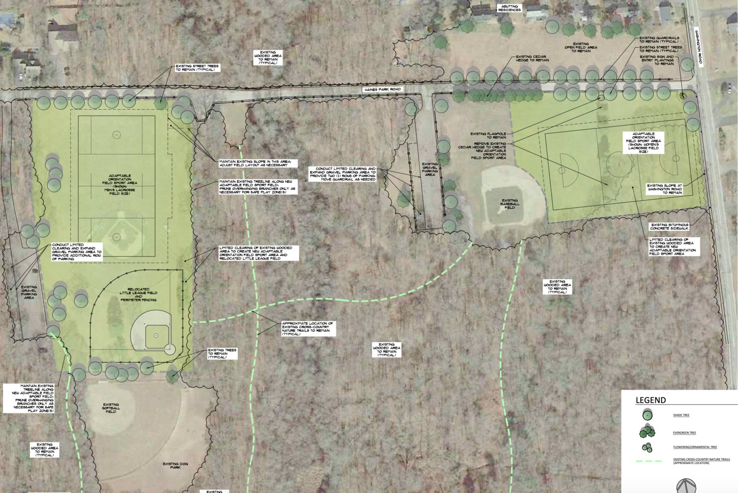 This plan shows the reconfiguration of athletic fields at Haines Park in Barrington.