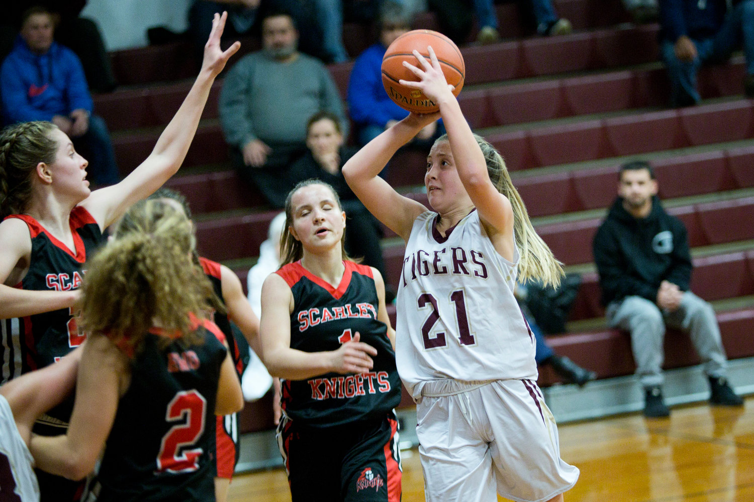 Tiverton's Maria Ramos closes in for a shot.