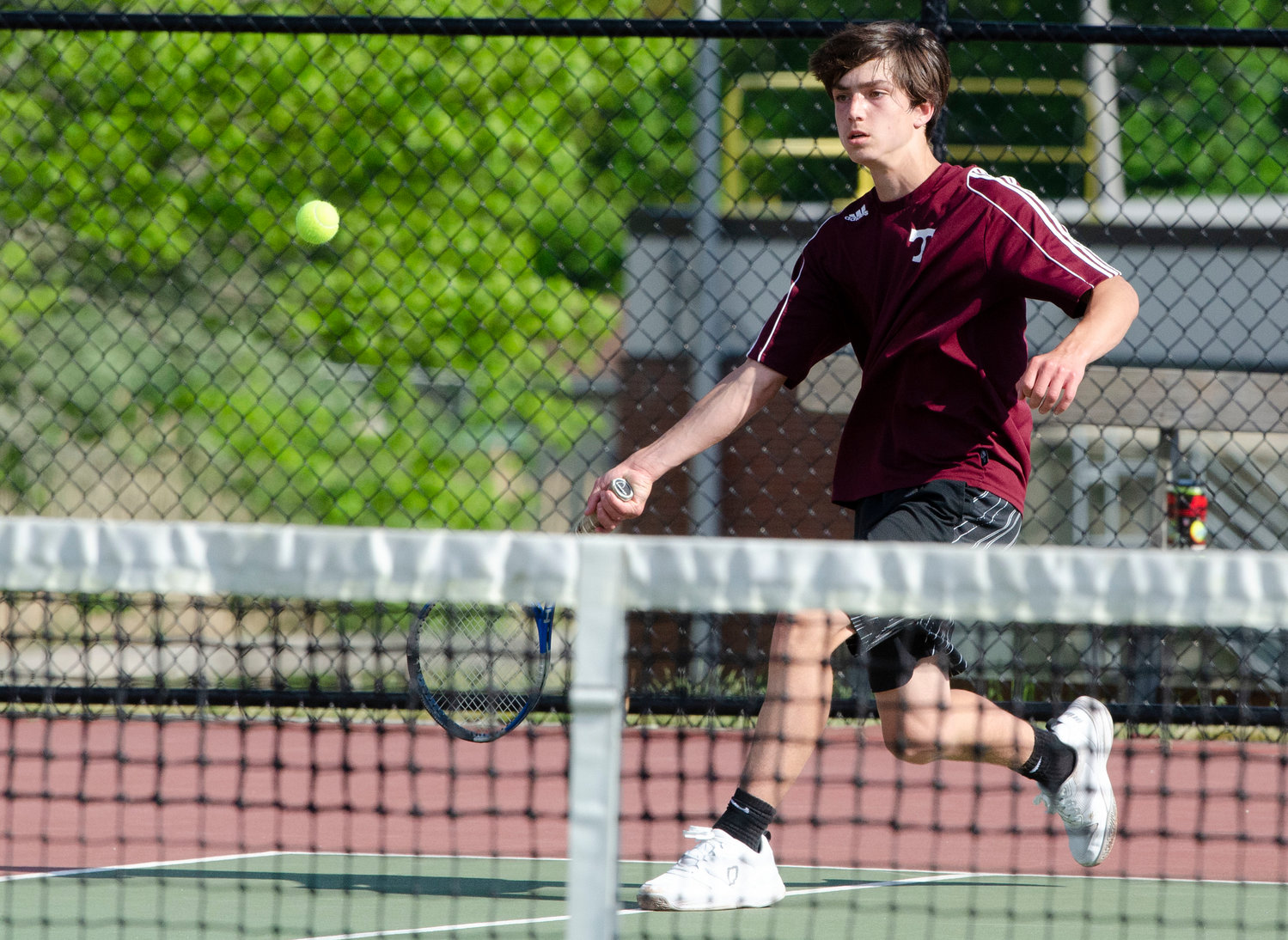 Third singles player Ben Pacheco beat Falcons' Jack Diorio, 6-1, 6-1, during their match.