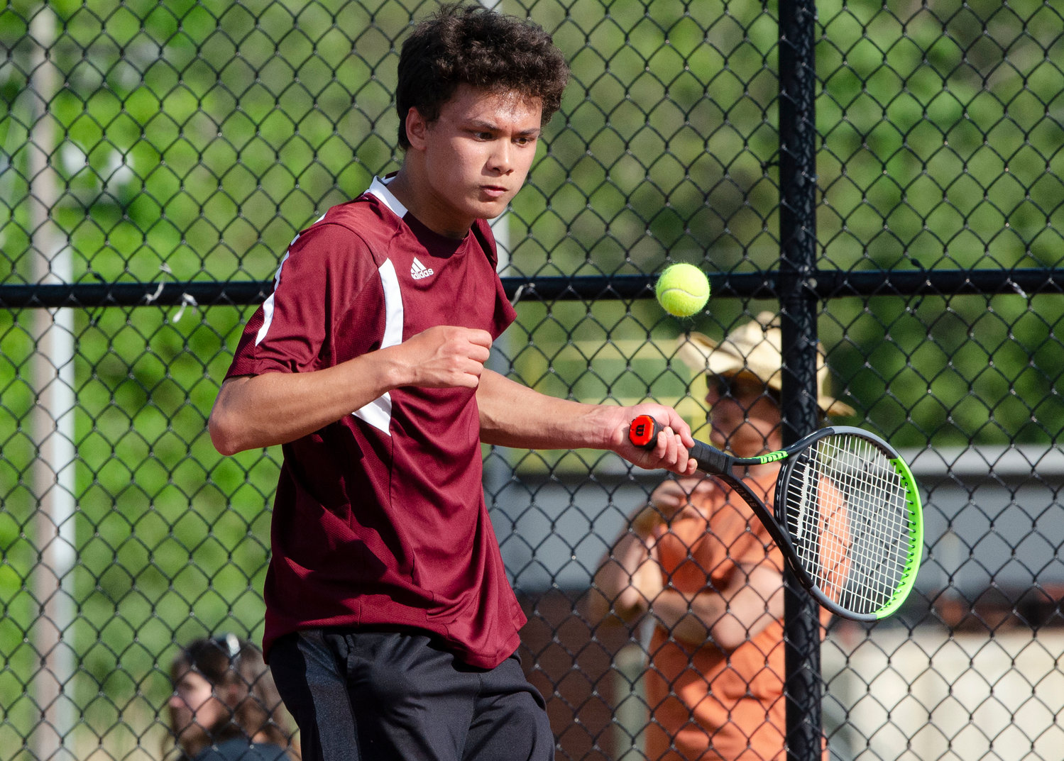 Fourth singles player Aaron DeGala beat Falcons' Jarred Angel, 6-1, 6-0, during their match on Monday night.