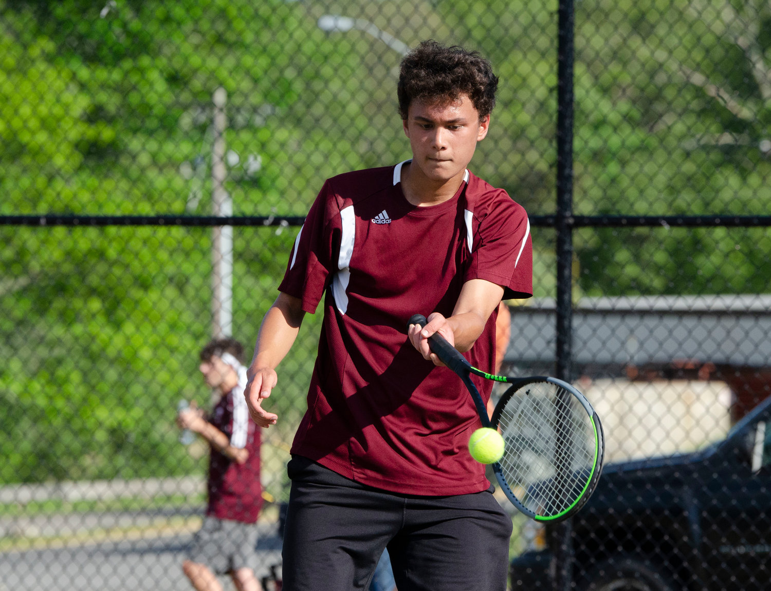 Fourth singles player Aaron DeGala beat Falcons' Jarred Angel, 6-1, 6-0, during their match on Monday night.
