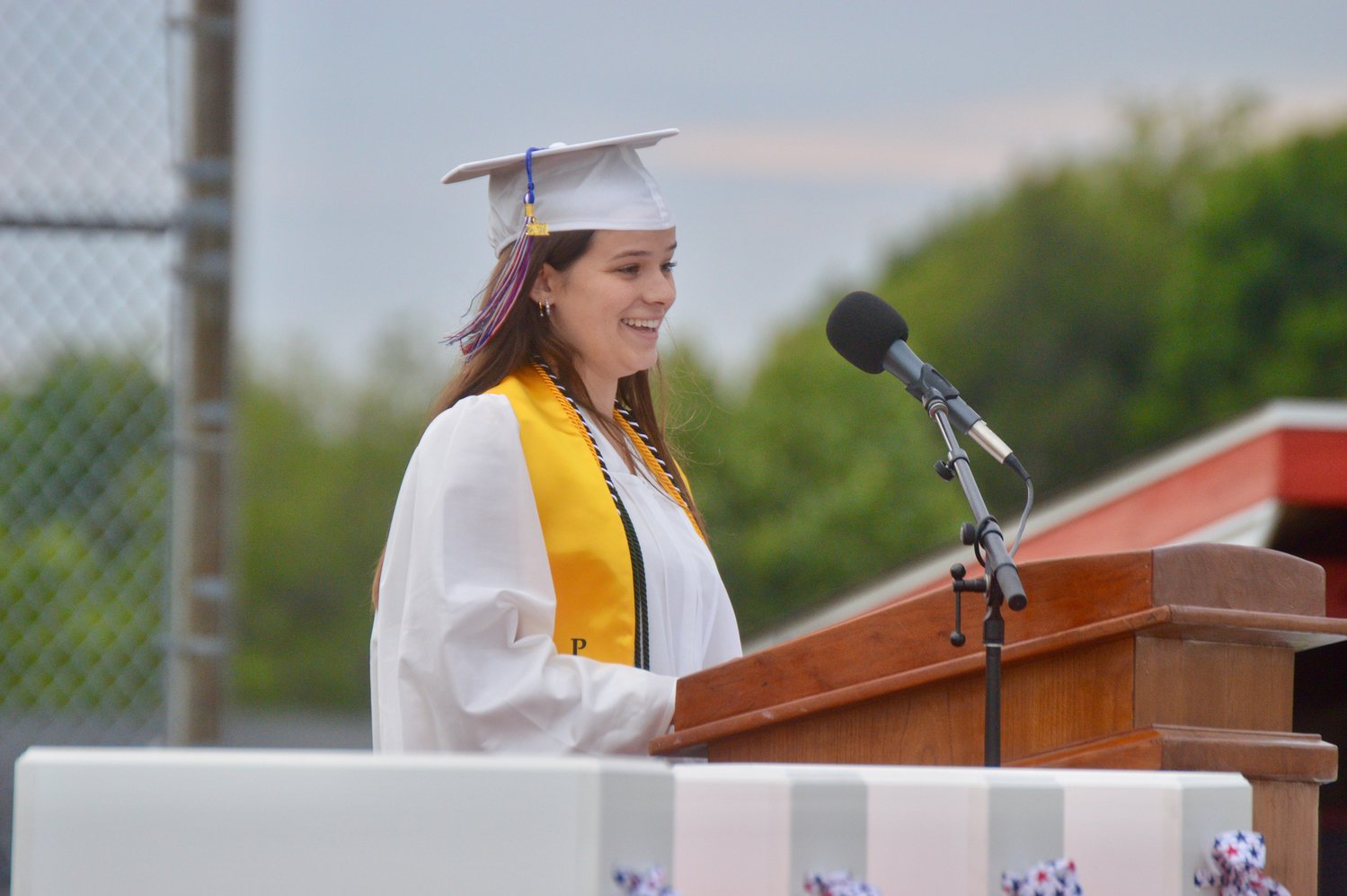 Maeve Sullivan, senior class president, asked everyone to take a moment to appreciate the “fleeting” time of collectiveness.