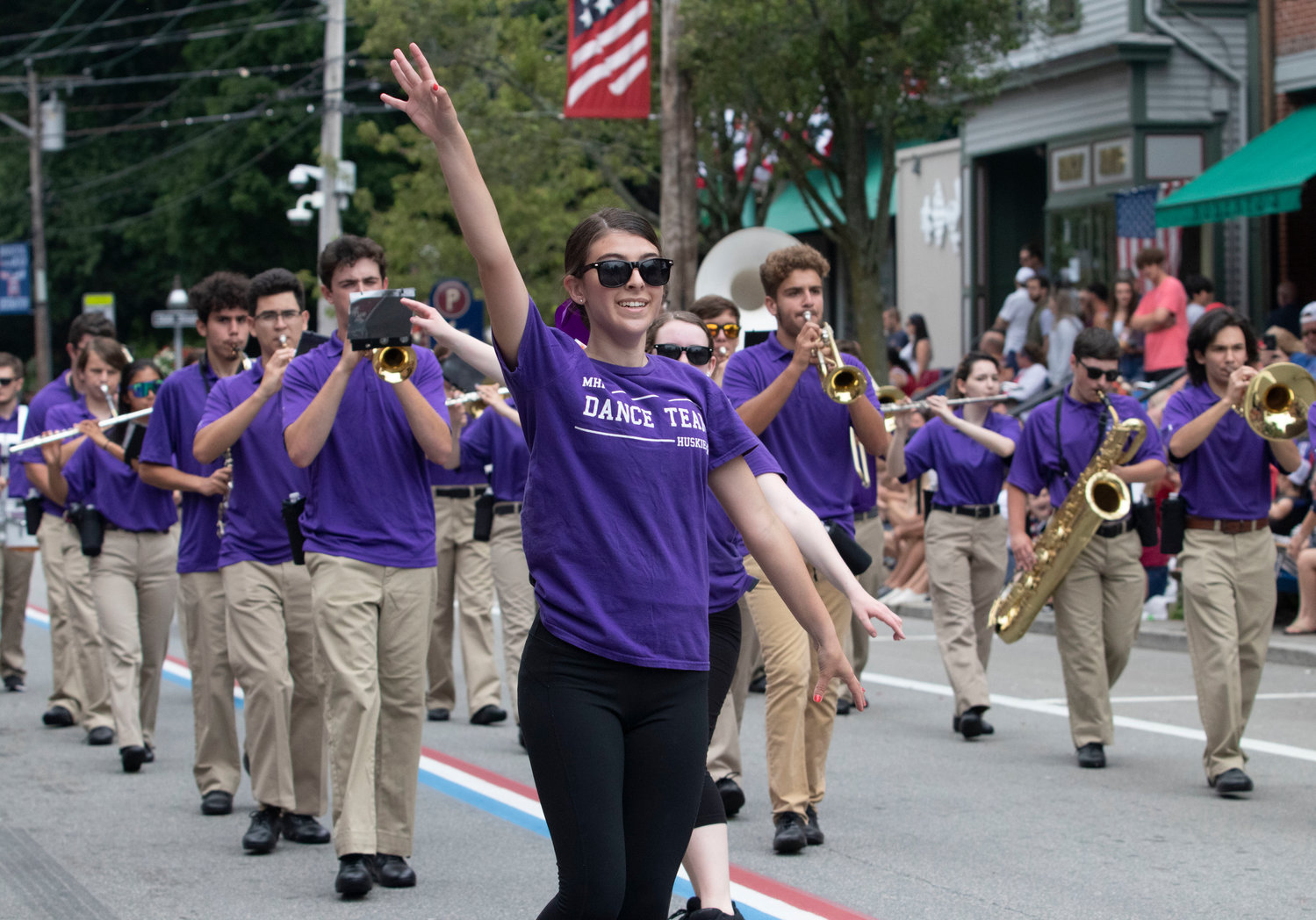 The Mt. Hope High School band, which began practicing in person just a few weeks ago, is a huge hit as it marches down Hope Street.