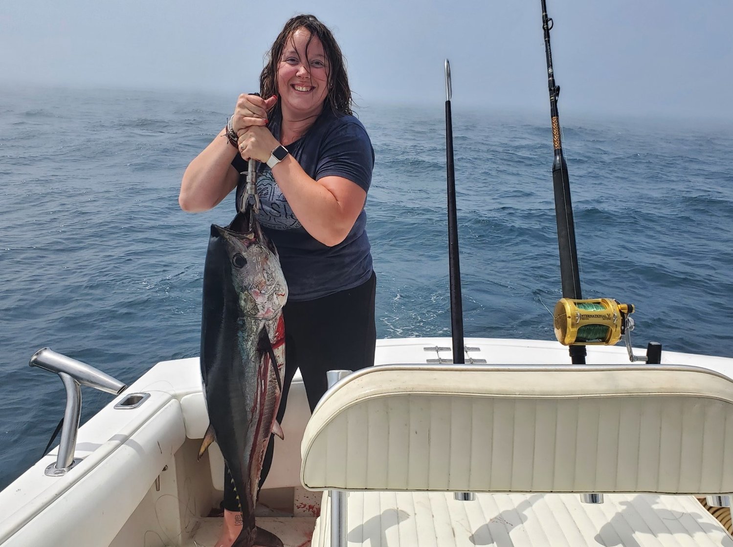 Bluefin tuna bite strong:  Rowan Alexander caught this Bluefin tuna south of Cox Ledge with her fishing partner, Eric Weybrant, her father.