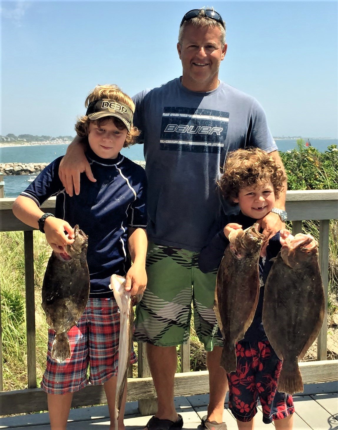 Bluefin magic: In 2016 Jude (nine) and Rowan (six) with father Jimmy Monti of Warwick with summer flounder. This weekend, five years later, the trio landed bluefin tuna. Rowan (now eleven) said, “I only want to fish for bluefin tuna for the rest of my life.”