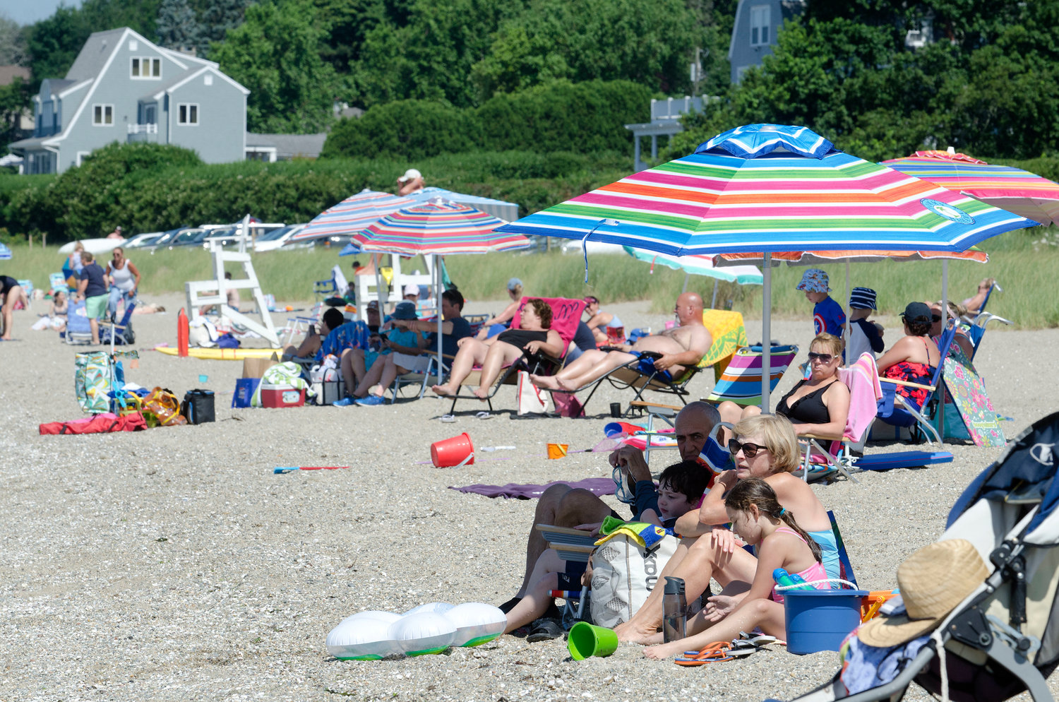 The town beach began allowing non-resident parking on weekdays about two weeks ago. Barrington Beach remains resident-only parking on the weekends