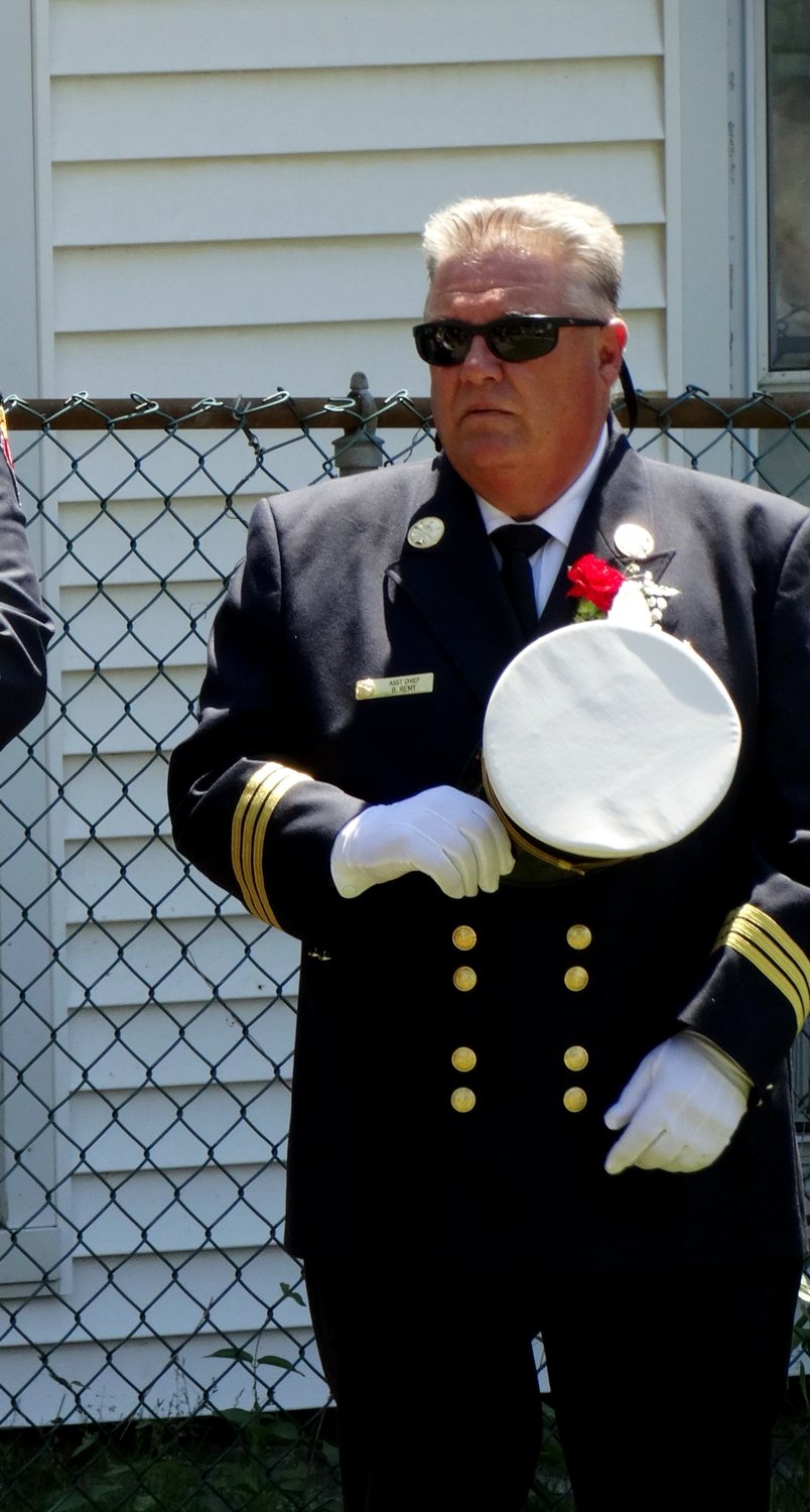 Brian Remy photographed at the Warren Firefighters Memorial in June of 2021