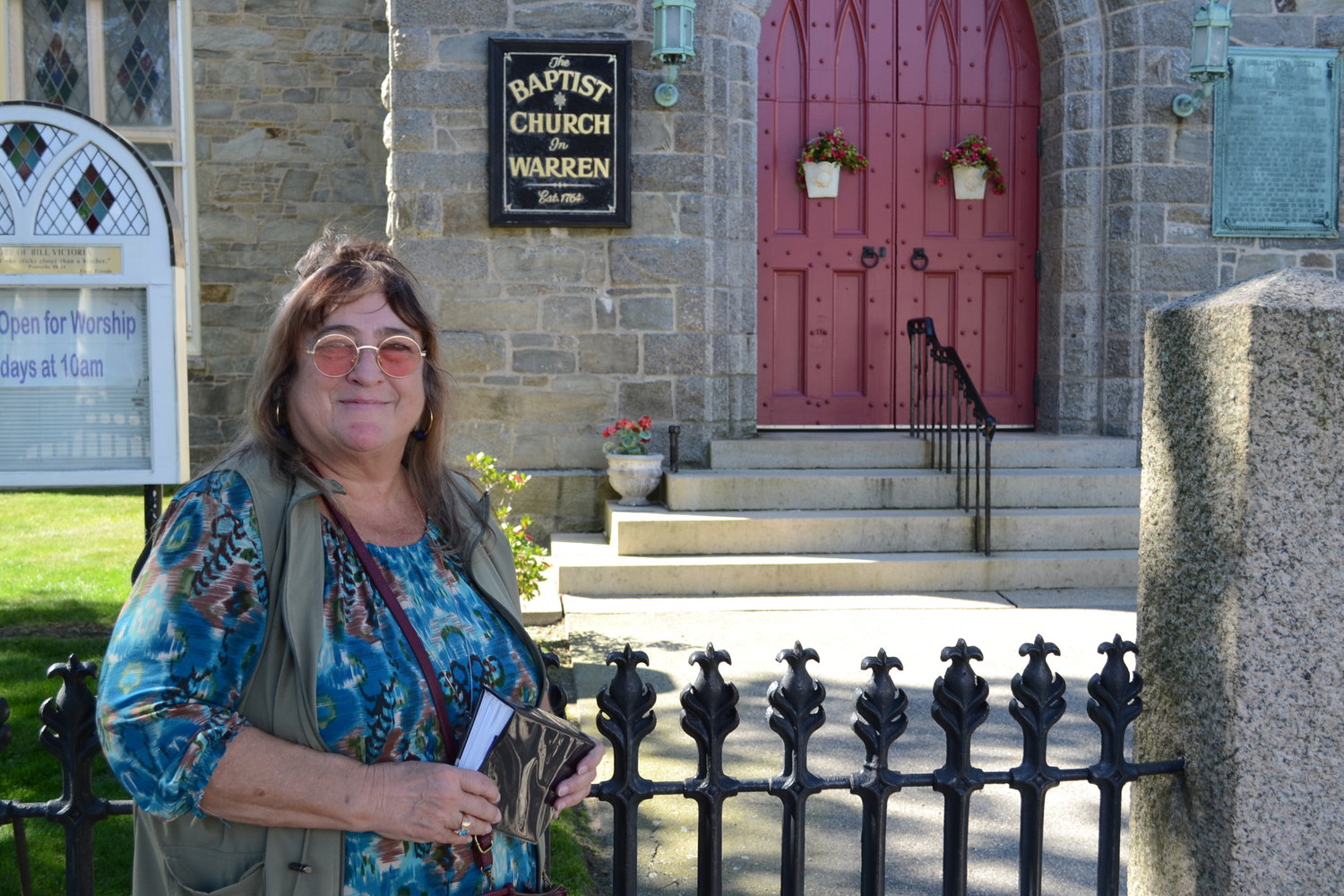 Joan Quinn has given haunted tours of Bristol for the past four years, and this year has expanded her reach to include a walk through downtown Warren, including such historic landmarks as the First Baptist Church, pictured here.