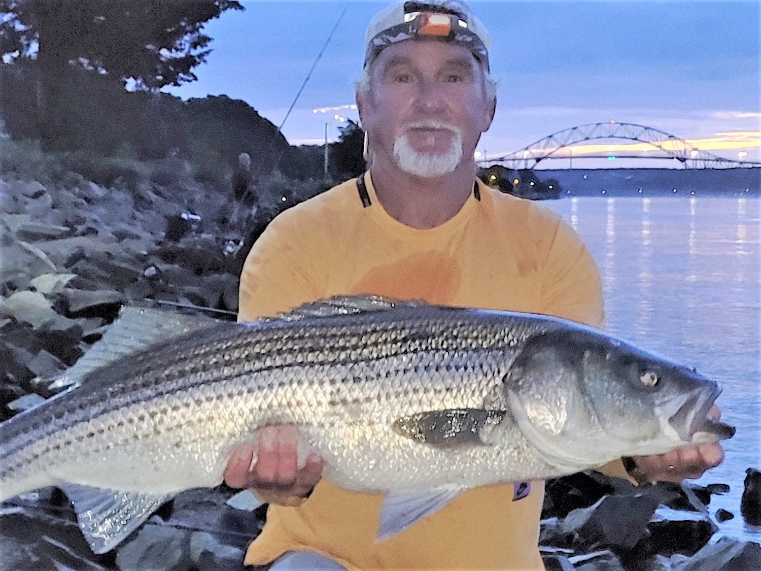 Blake Webster tautog – Photo B
Kenny Nevens of Bourne caught this 41 inch striped bass on a green Fish Lab Mac Attack at first light on a Cape Cod Canal west rising tide. Photo courtesy of East End Eddie Doherty.