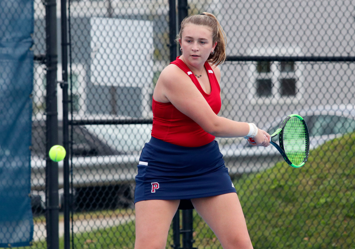Portsmouth’s Dylan O'Connor lost to Eva White in straight sets, 6-1, 6-2, in the No. 2 singles match.