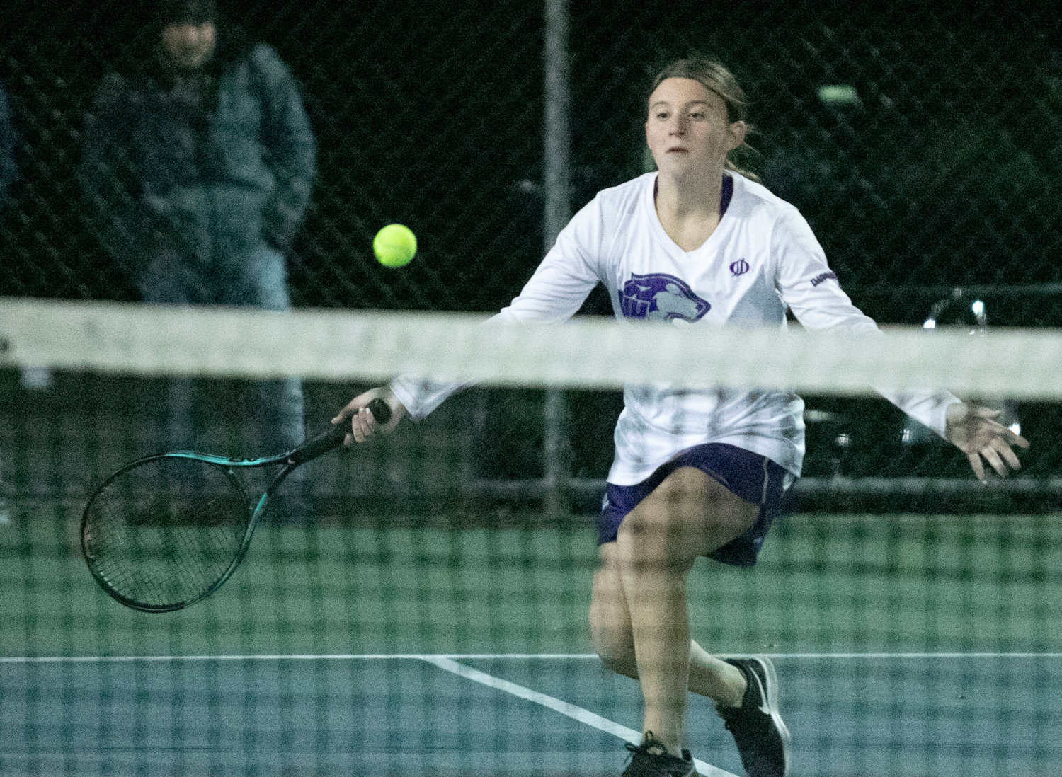 Huskies third doubles team Sydney DiChiappari and Siena Sousa, lost their match to Prout’s Cat Wanta and Lena Eng, in straight sets, 6-1, 6-4.