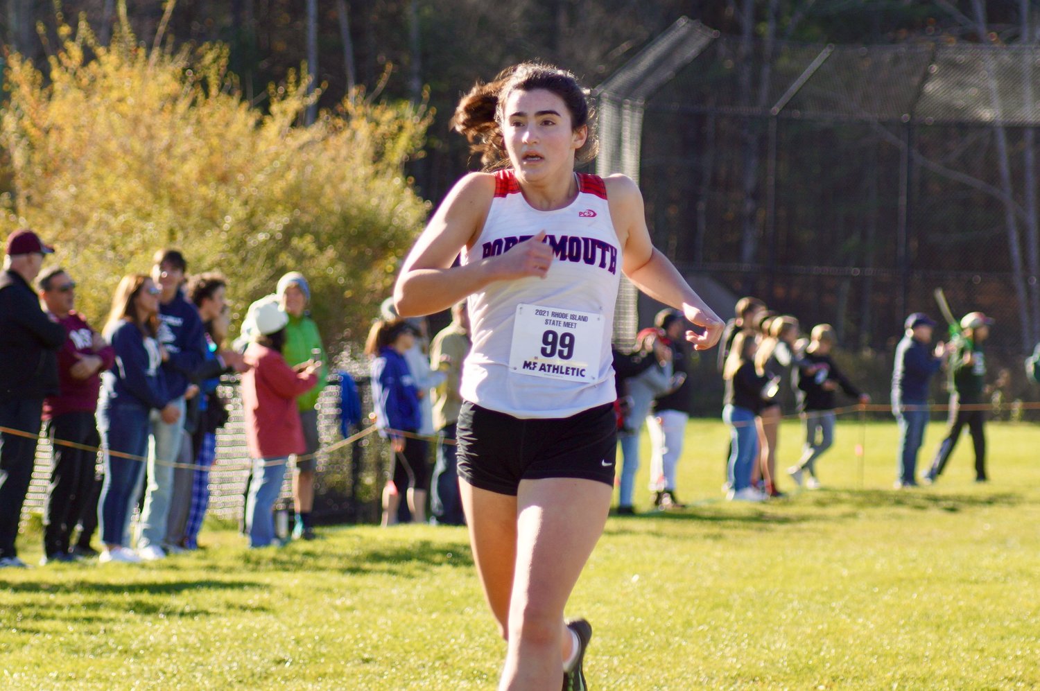 PHS senior Kitty Damon competes in Saturday’s state championship meet. She clocked a time of 21:33.47.