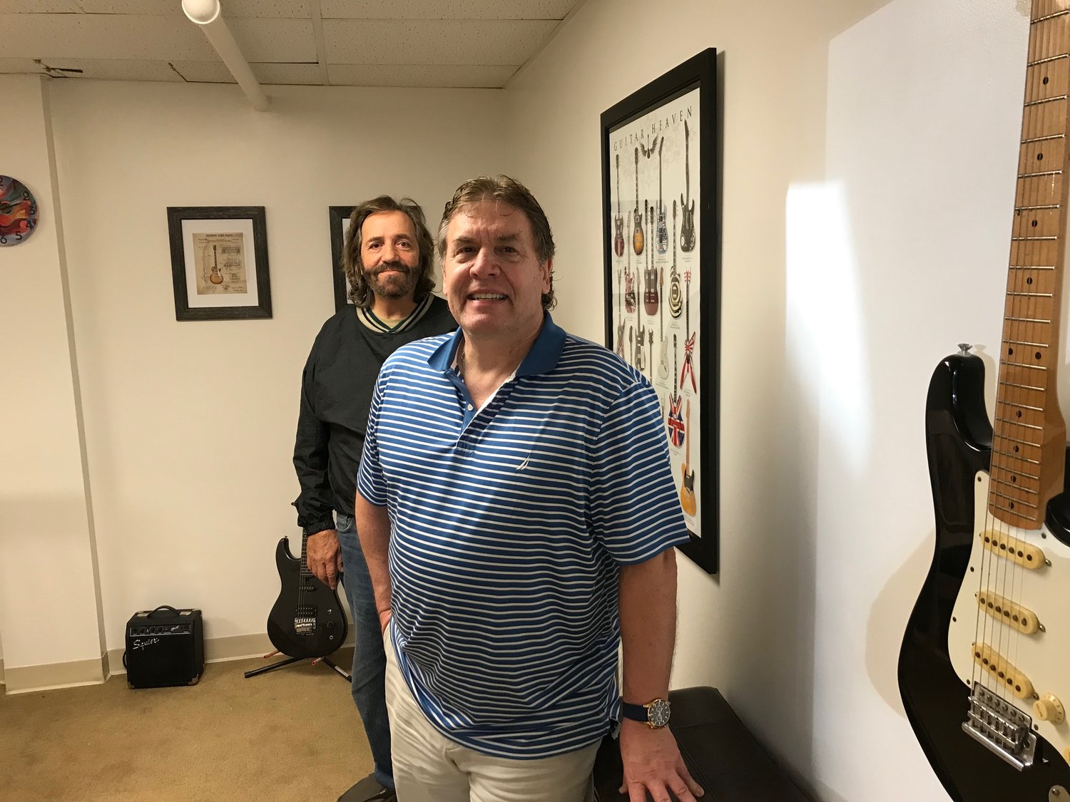 Tom DeSisto (left) and Gary Ferguson recently opened East Bay Music Studio and Recording inside a space at 310 Maple Ave. “Everyone who comes in here has given great reviews,” Mr. DeSisto said.
