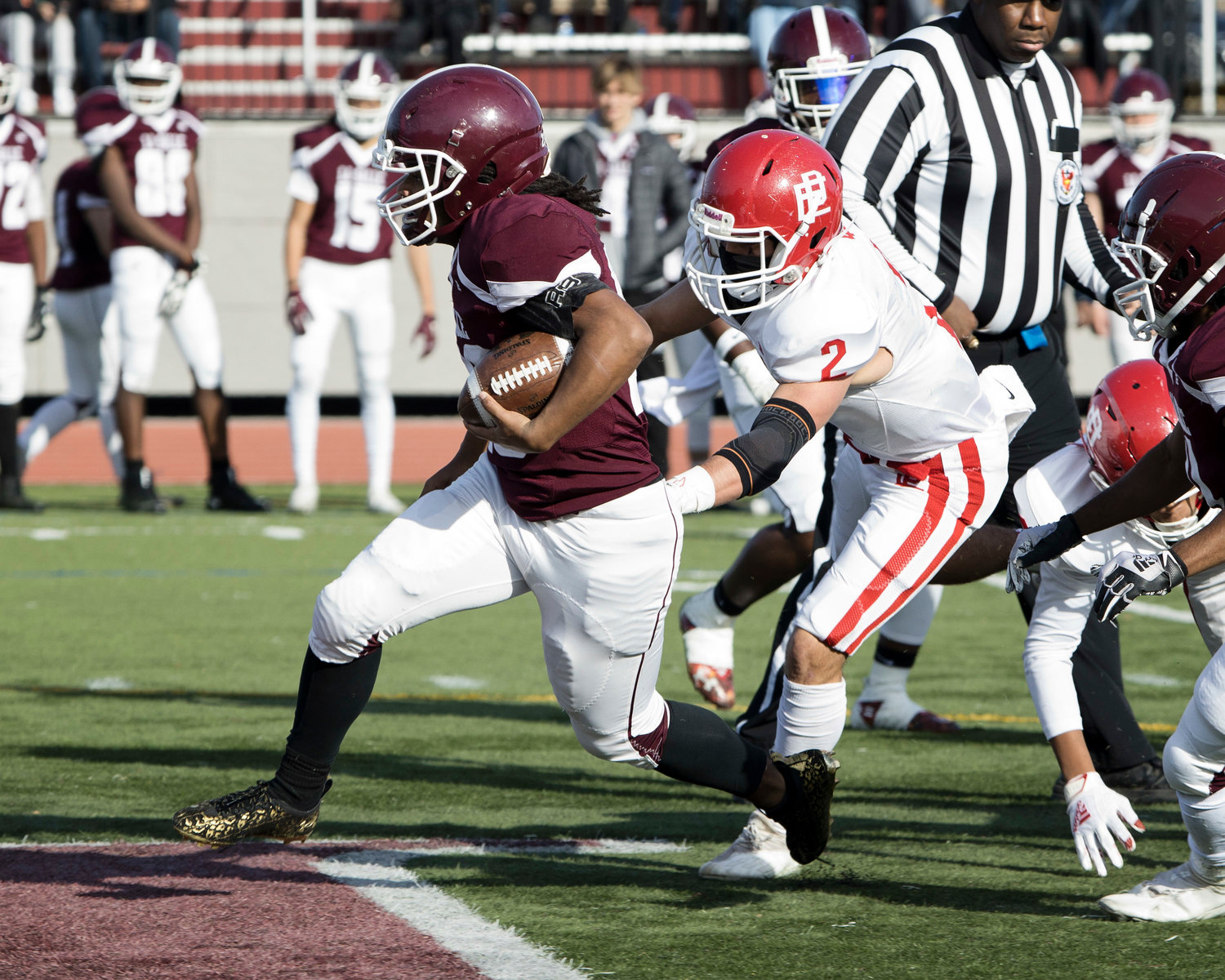 East Providence’s Justin Fiore chases after the LaSalle running back.