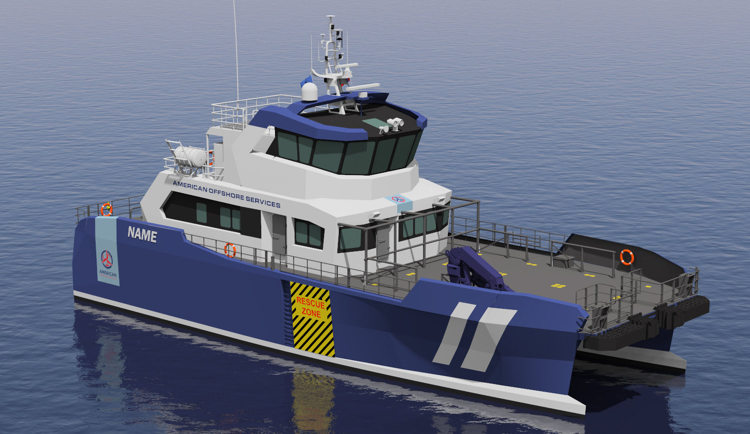 A rendering from NOF shows what the crew transfer vehicles (CTVs) may look like once constructed by Blount.