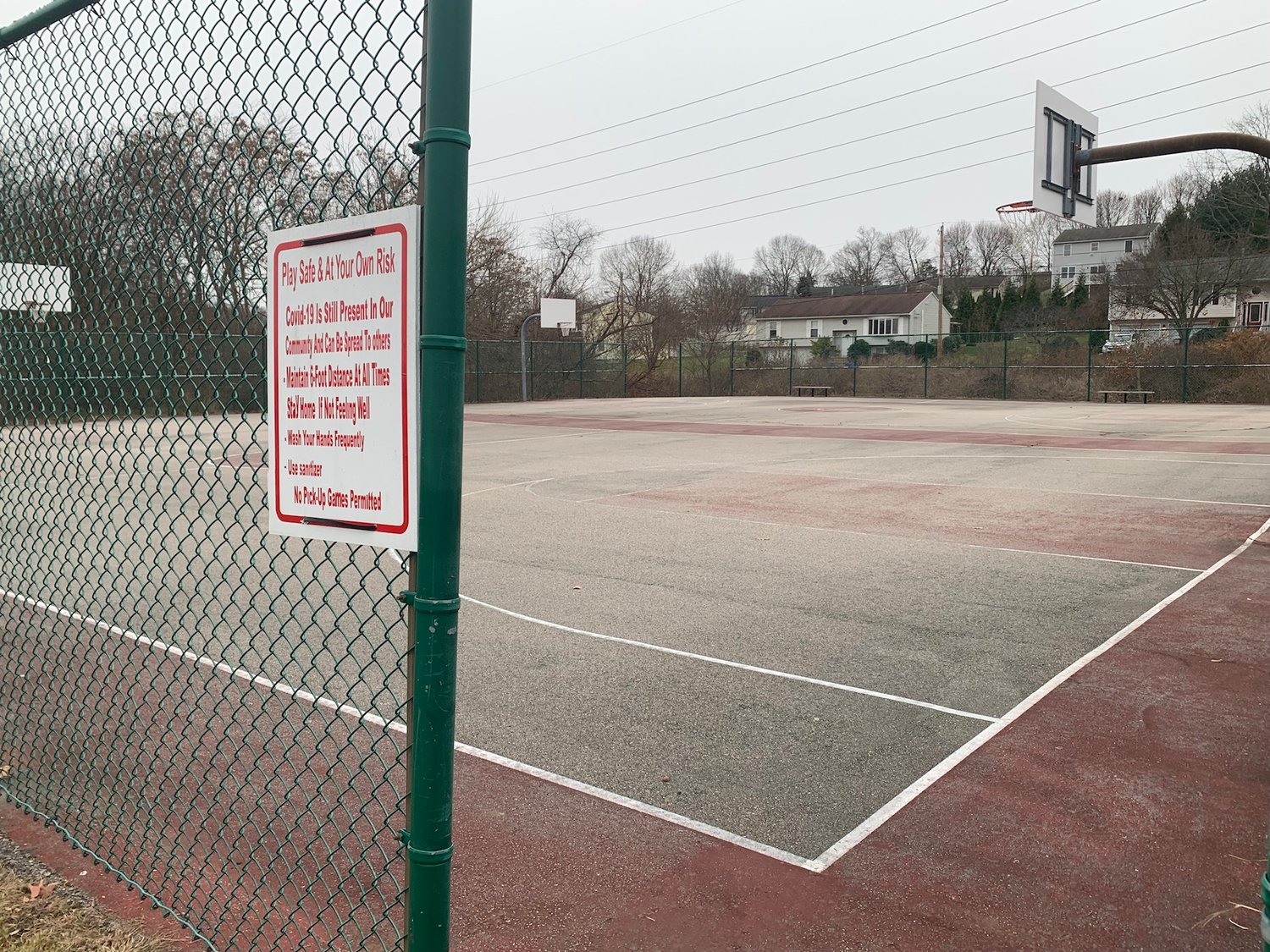 A view of the basketball courts at Kent Heights Playground.