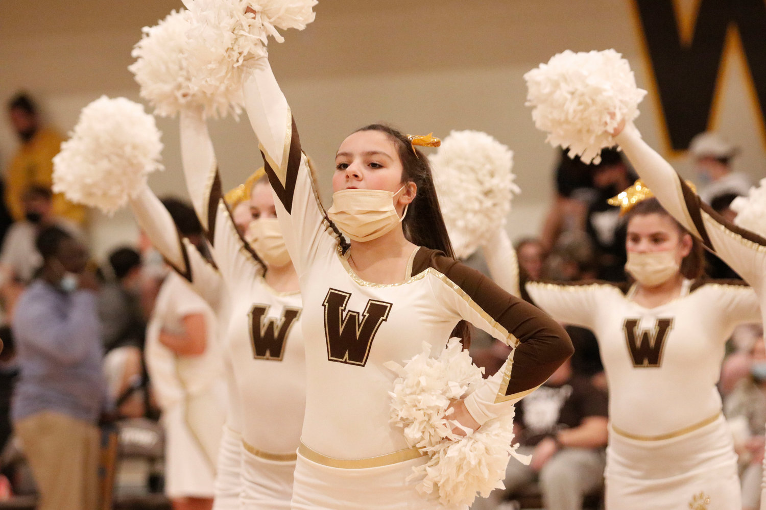 The Westport cheerleaders performed in between quarters and at halftime during the game.