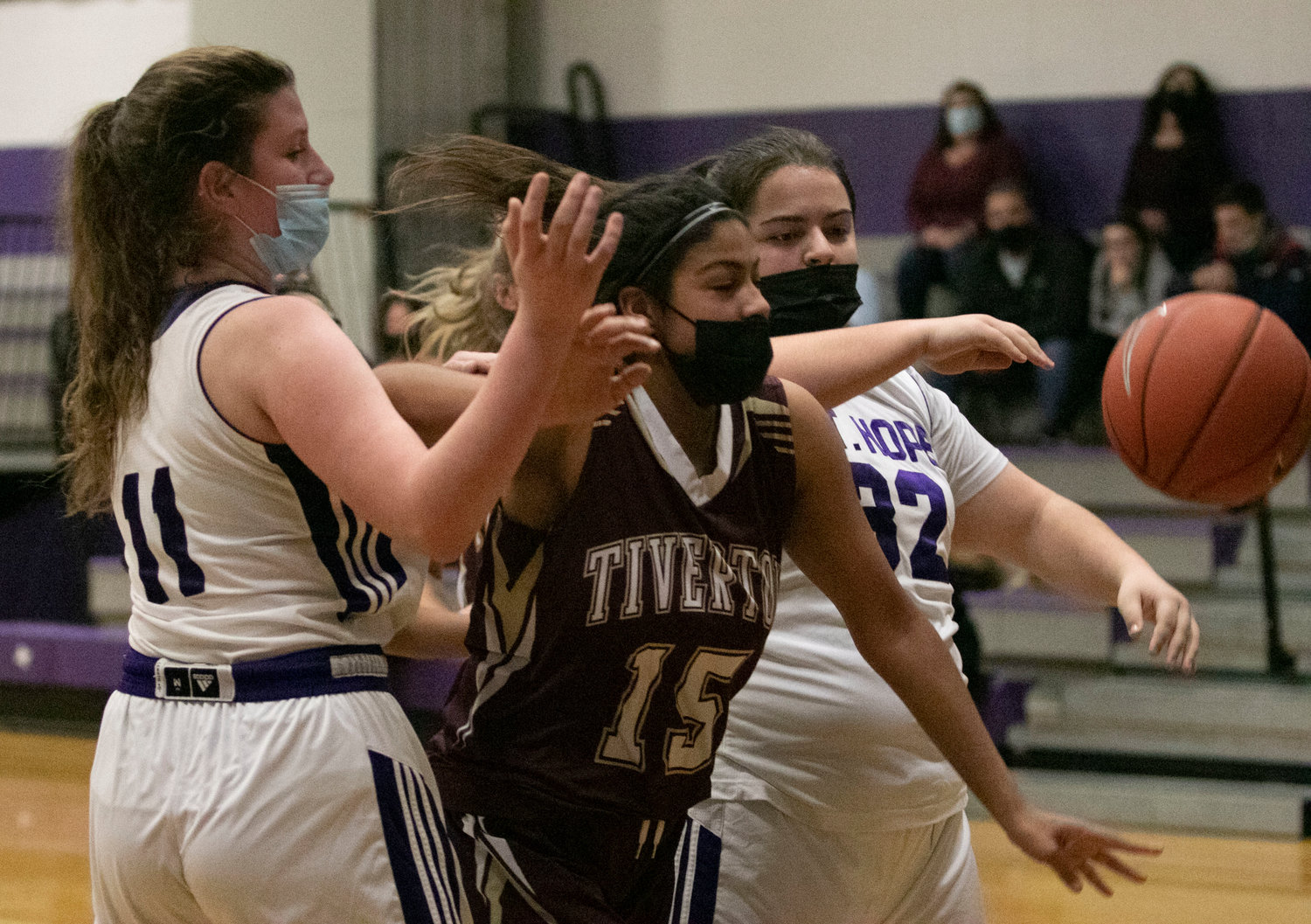 Emma Lopes grabs a rebound in the first half.