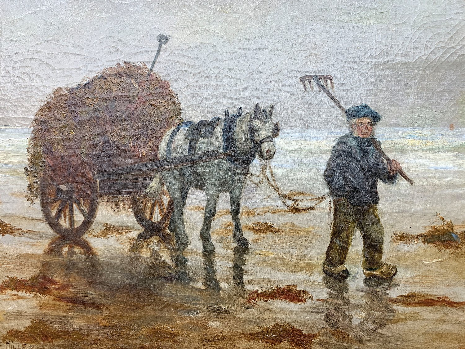 This 1896 oil painting of a kelp gatherer would have been a familiar sight to Oscar Miller during his time in Concarneau, a commune in the northwestern French department of Brittany. Local farmers would collect the seaweed for use as fertilizer in their fields.