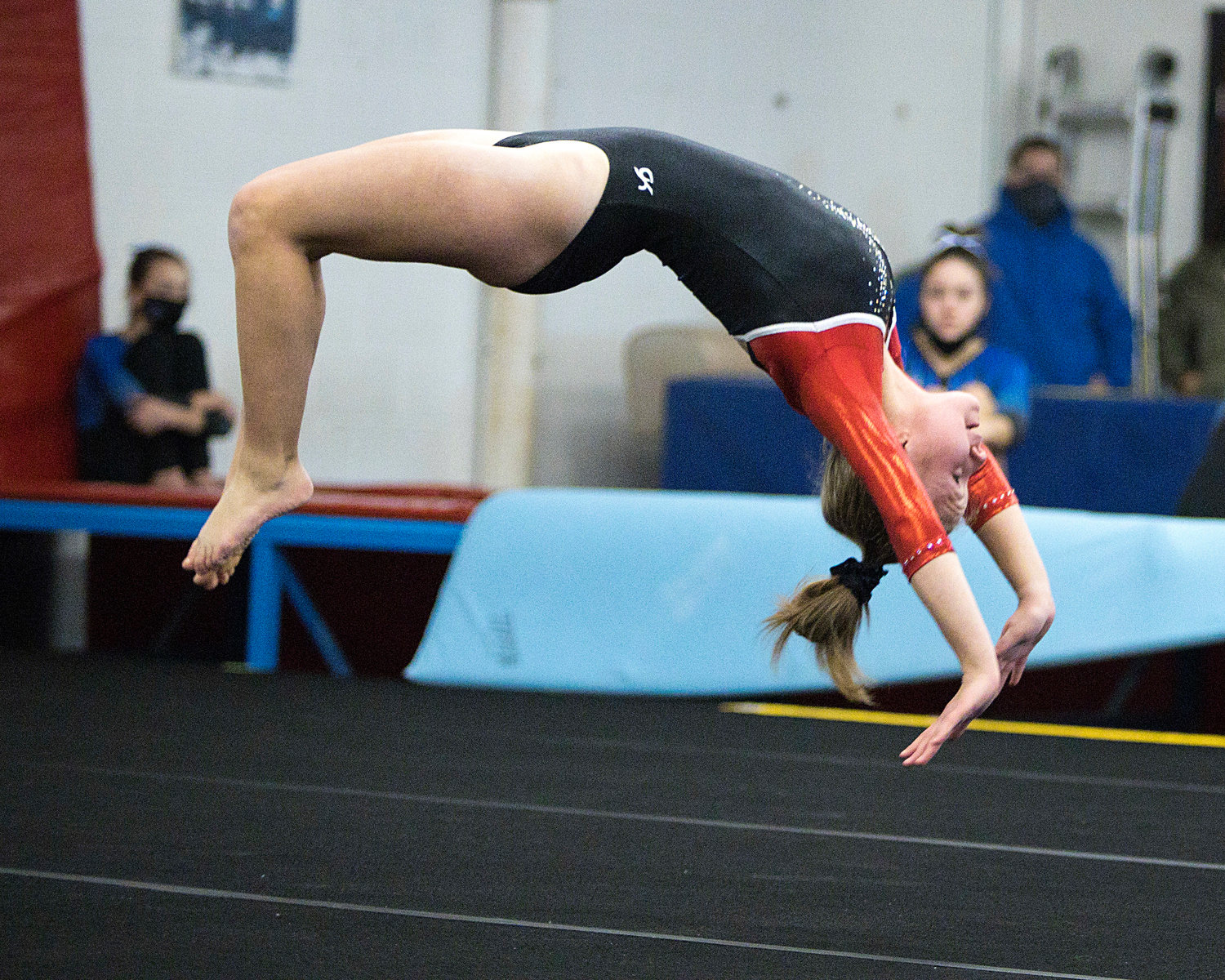 Brettyn-Olivia Newsome performs an exhibition routine on floor.