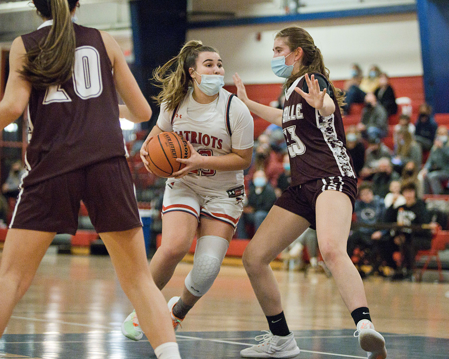 Emily Maiato drives toward the basket during the first half of Friday's game, against La Salle.
