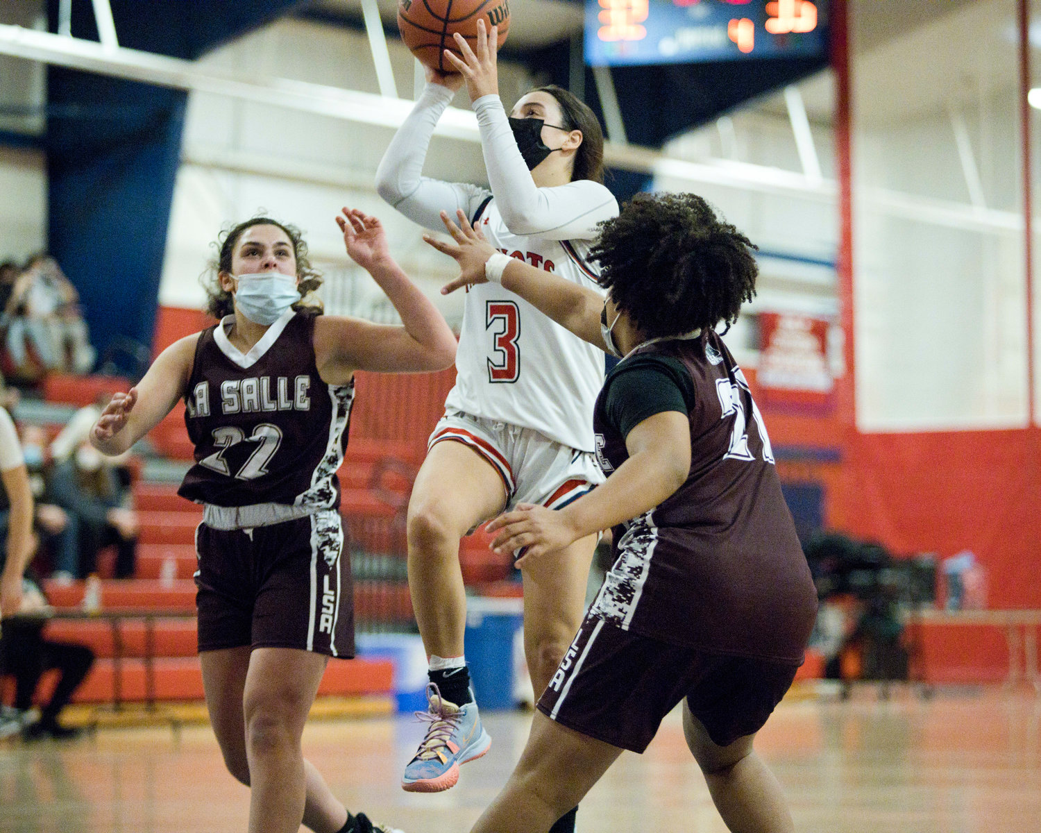 Olivia Durant takes a jumper during the second half of Friday's game against La Salle.