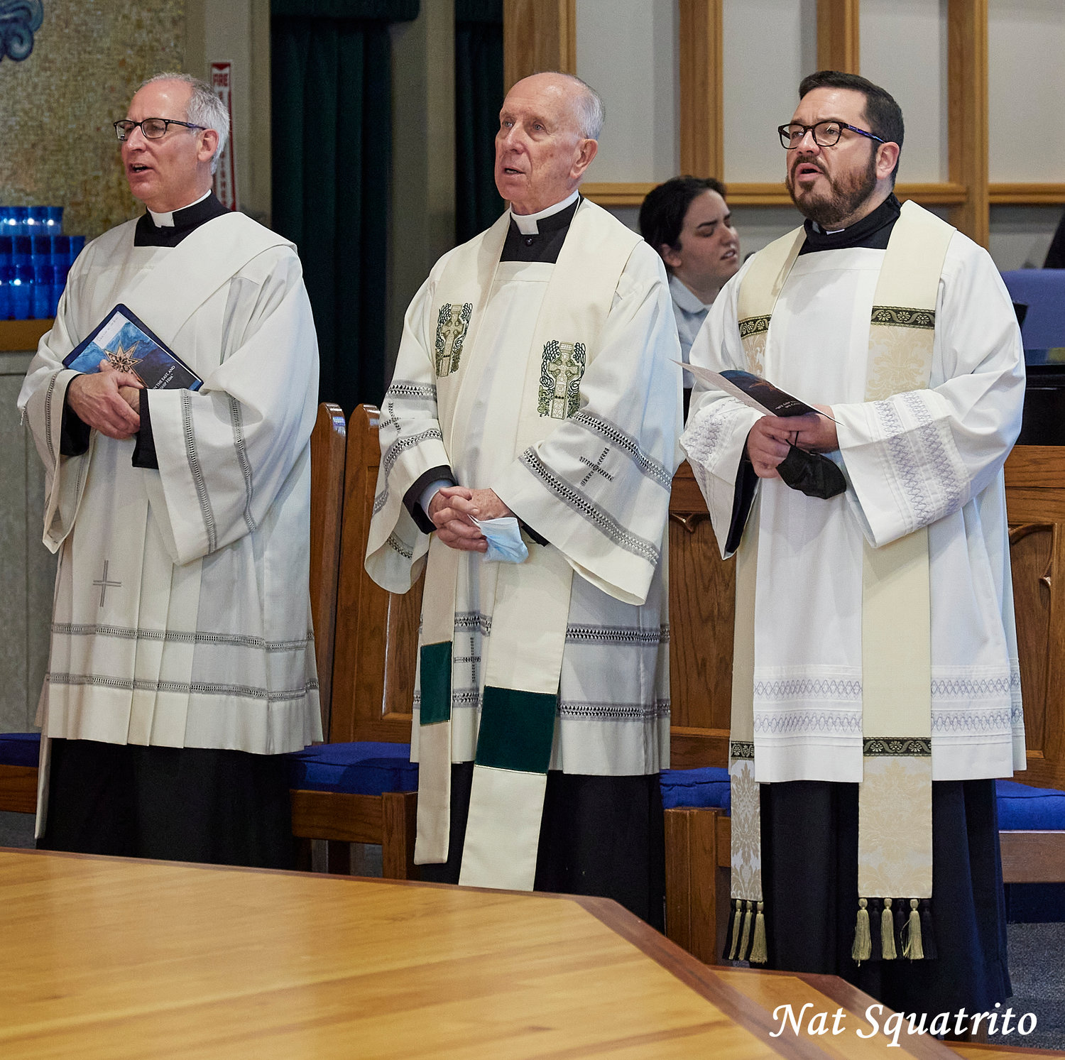 Deacon John Pryor (St. Mary’s), keynote speaker Father John Kiley, and Father Joseph Upton (St. Mary’s) during the 25th annual ecumenical service this past Sunday at St. Mary of the Bay in Warren.