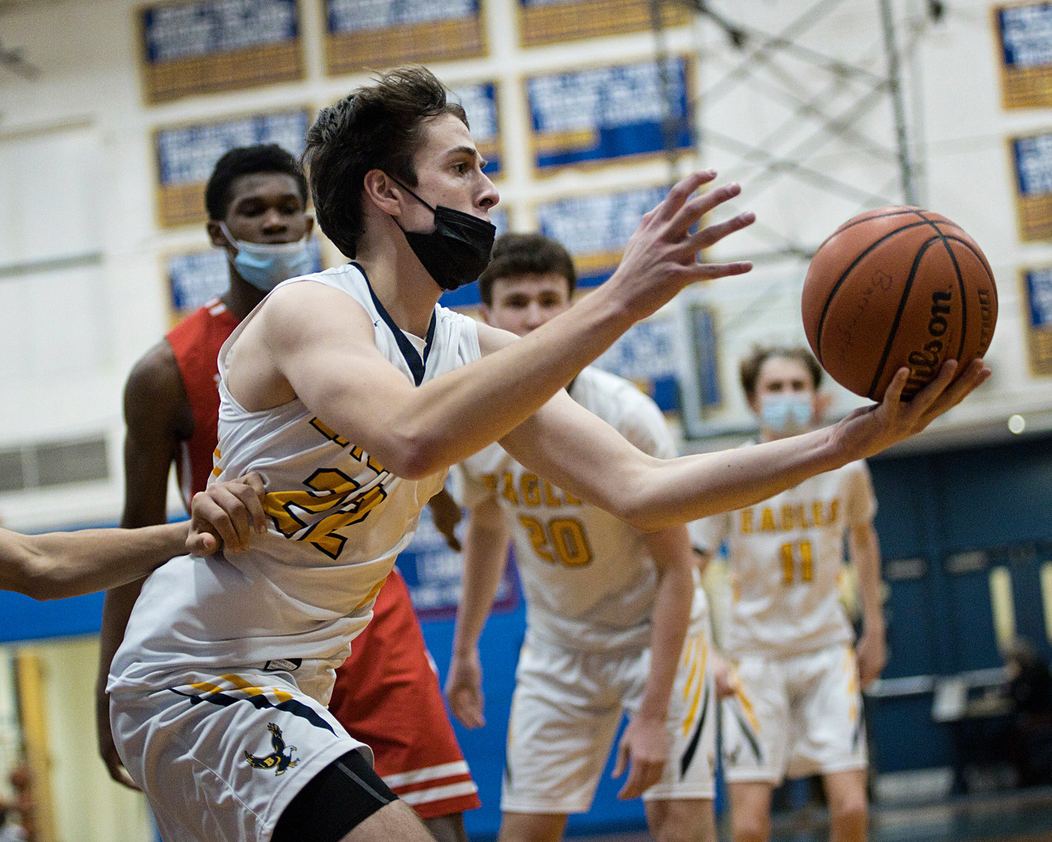 Jack Abadi races after the rebound during Wednesday's game, against East Providence.