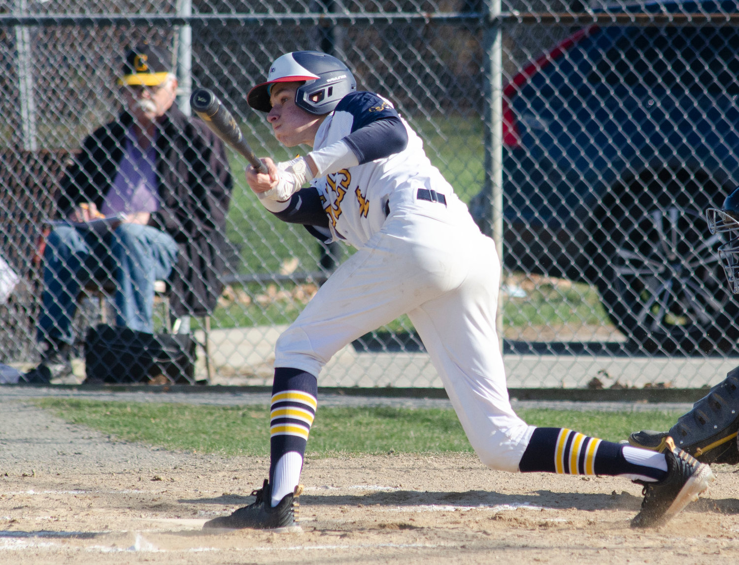 Gabe Tanous, shown in the league-opener, had a single in the Eagles' 5-0 win over Central on Friday.