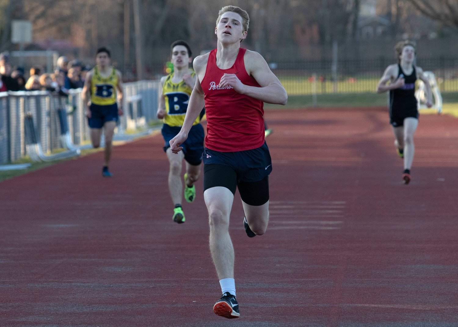 Jeff Brady won the 400-meter dash for the Patriots, posting a time of 53.2 seconds.