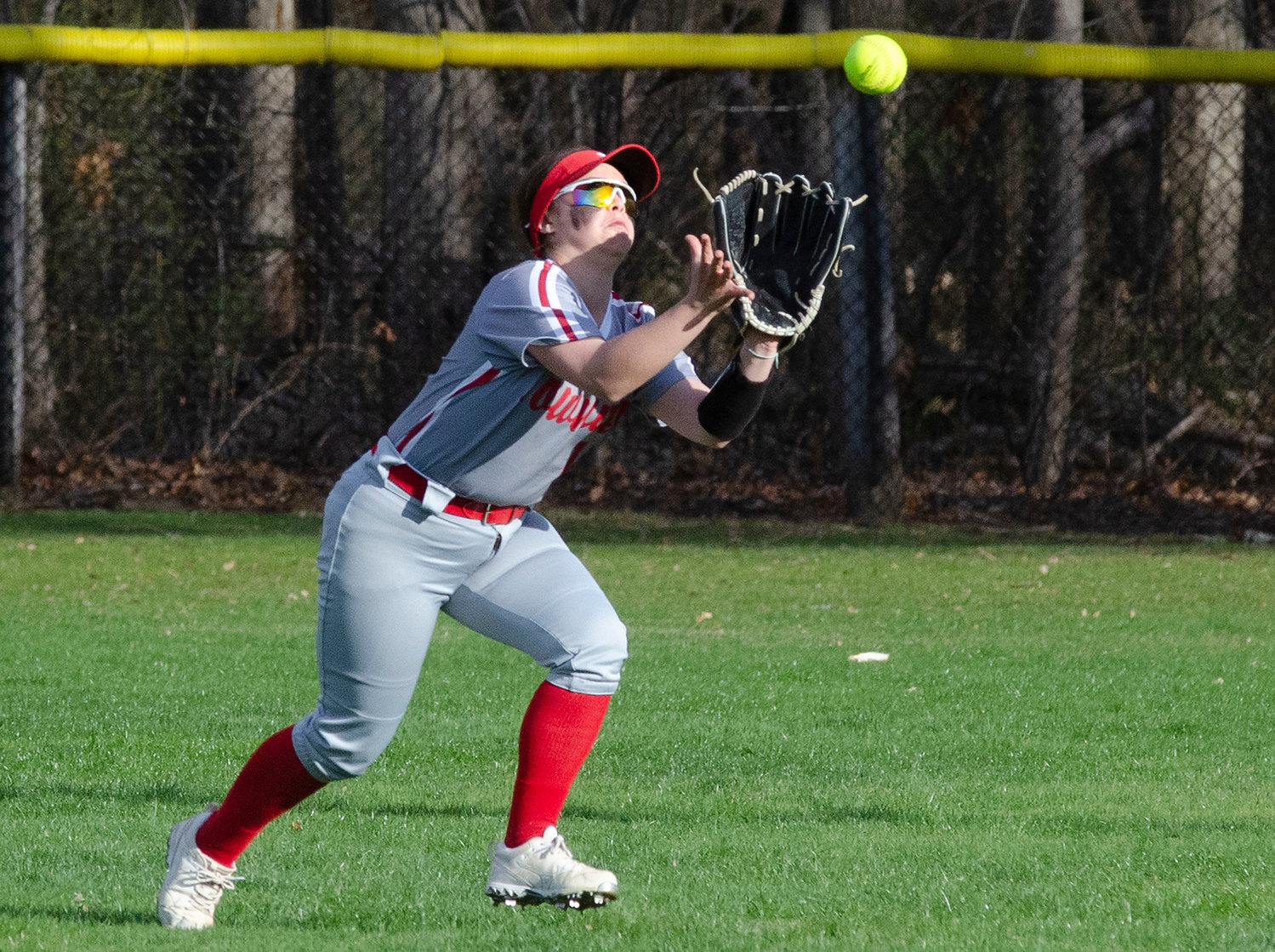 East Providence High School right fielder Abby Hollingworth makes a catch on the run for the Townies during their recent Division I outing at home against Scituate.