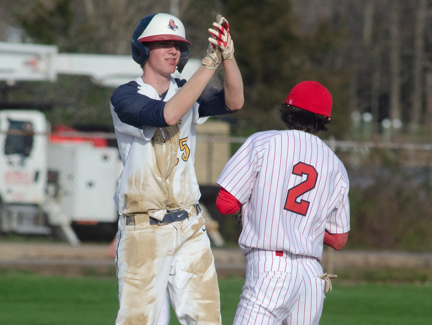 Barrington’s Matt Davis went 3-for-3 and helped the Eagles defeat East Providence on April 13.